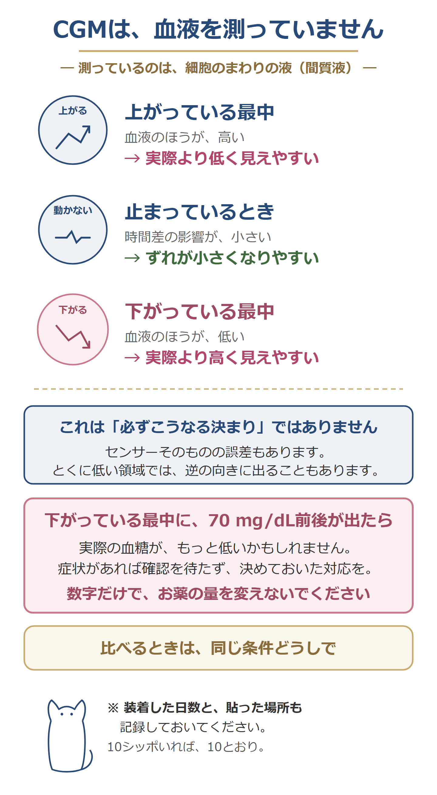 CGMのずれ(上がるときは低く、下がるときは高く見える)