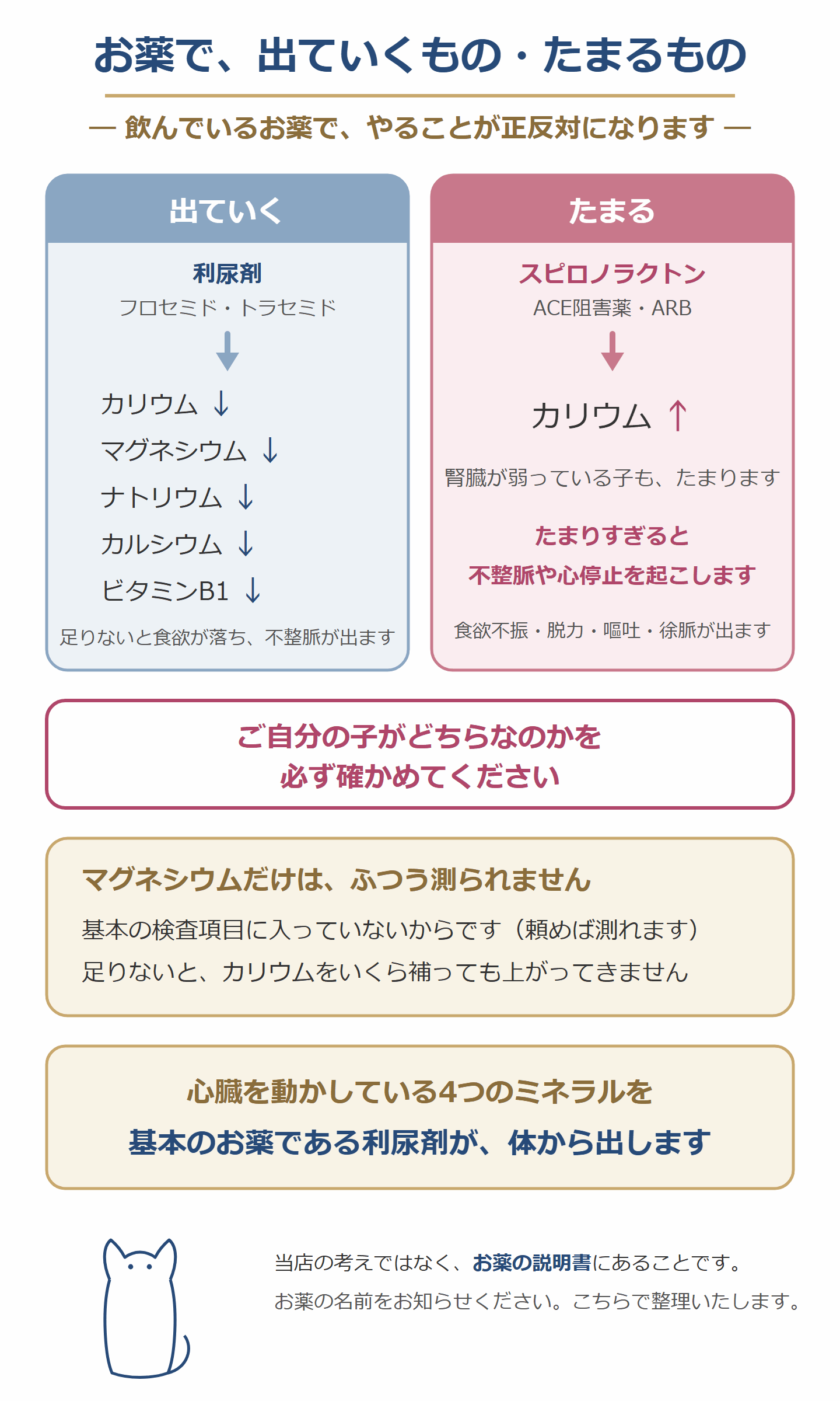 心臓の薬で体から出ていくものと、たまるもの。利尿剤とスピロノラクトン