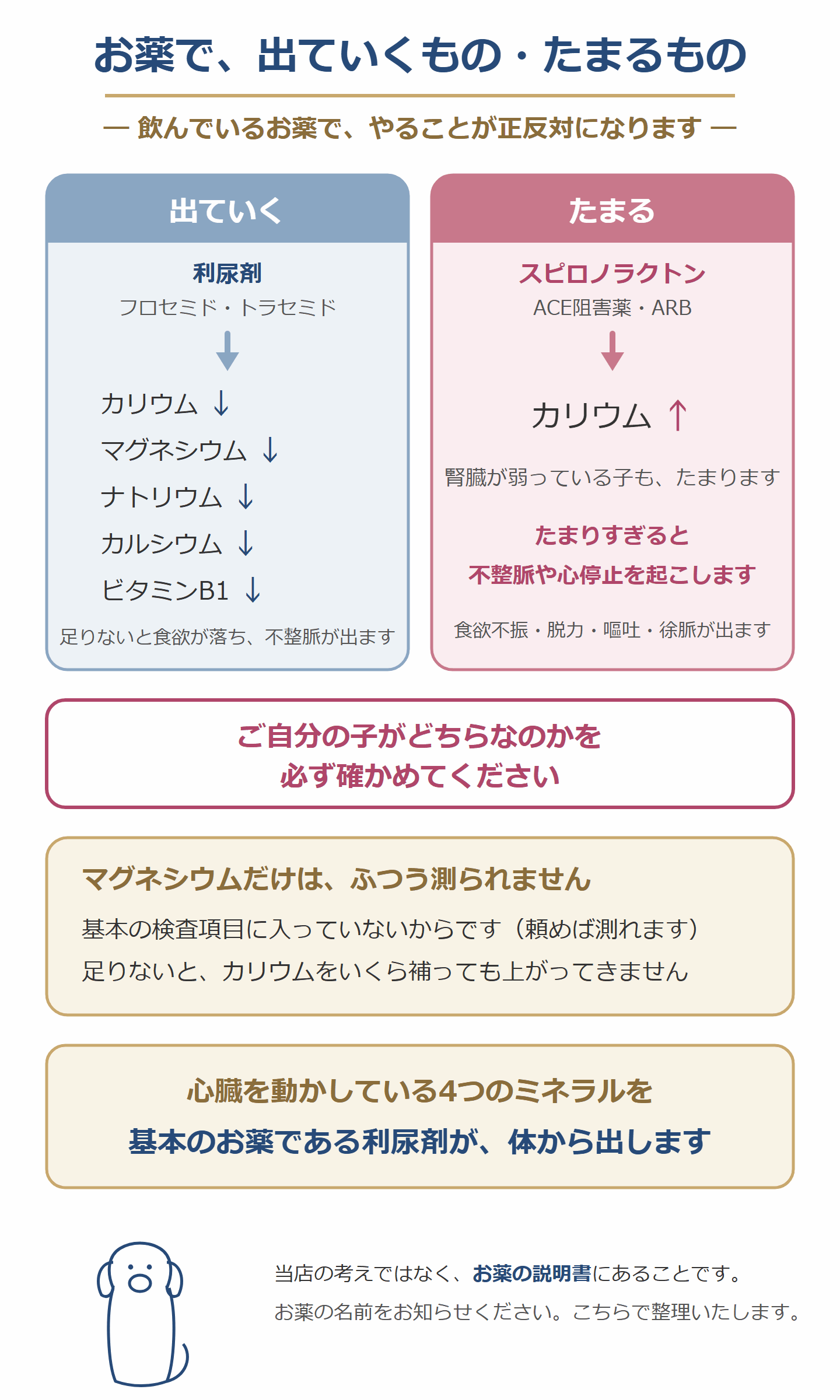 心臓の薬で体から出ていくものと、たまるもの。利尿剤とスピロノラクトン
