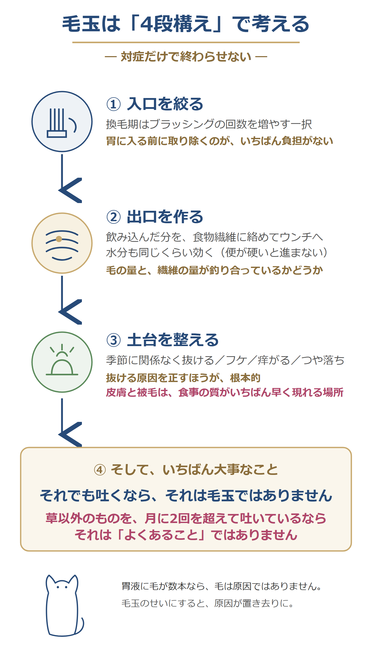 毛玉への4段構え。入口を絞る、出口を作る、土台を整える、それでも吐くなら毛玉ではない